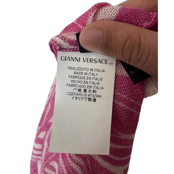 Versace pink and cream tropical button down cardigan sweater size 40 - Picture 10 of 16